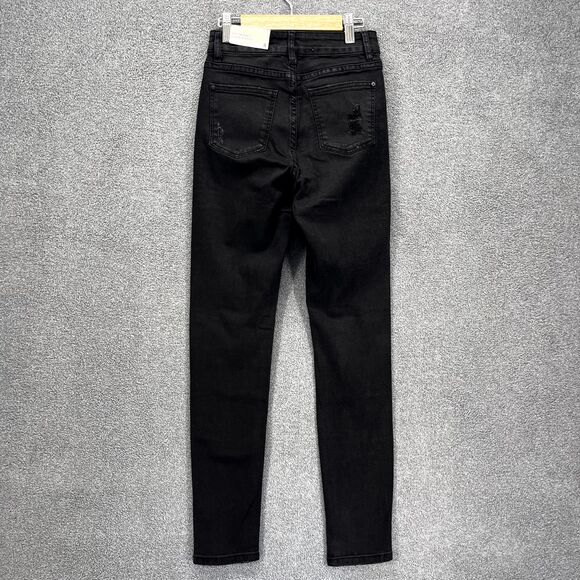Supredenim Jeans Juniors 8 Black Distressed Skinny ultra Ripped Mid rise - Picture 2 of 15
